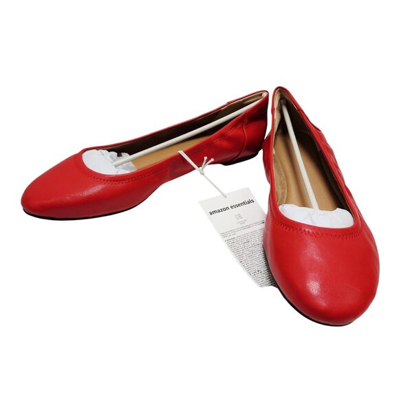 Womens Red Essentials Ballet Flats Size Size 14W Faux Leather Slip-On - Picture 7 of 9